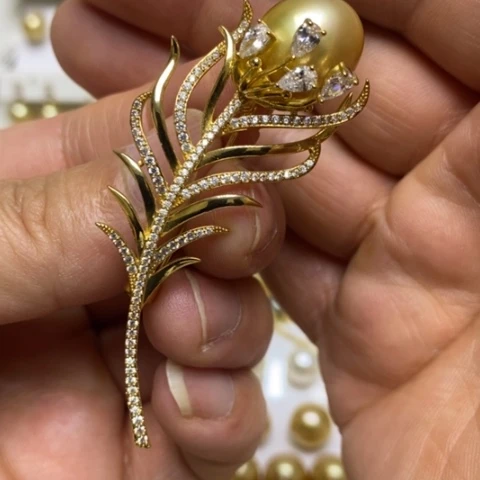 胸针海水珍珠合金