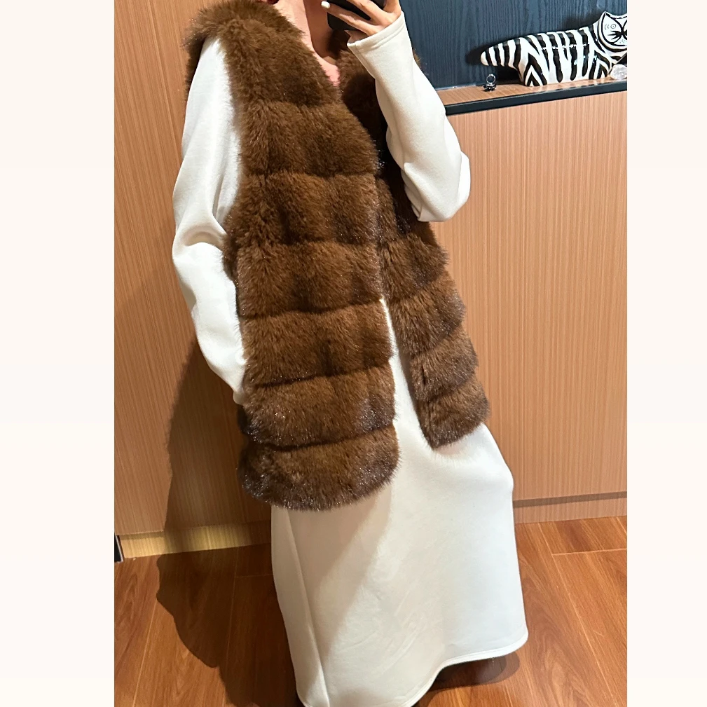 【一只鱼】y2080老钱风百搭慵懒宽松环保水貂马甲