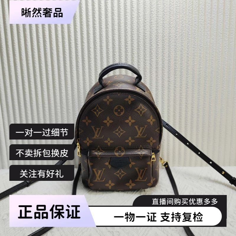 99新 LouisVuitton/路易威登 女士经典时尚老花迷你双肩二奢包包