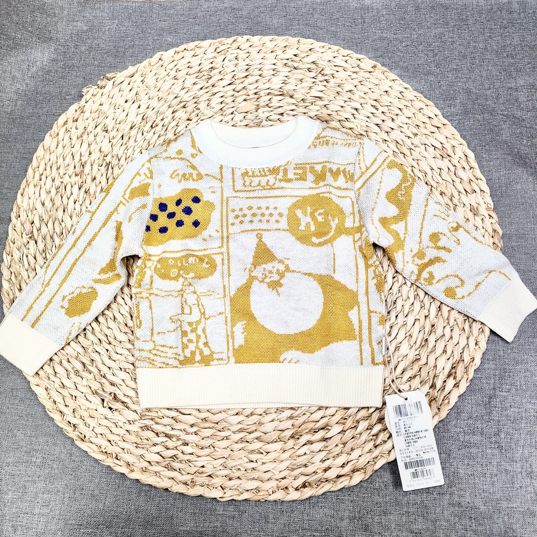 米乐熊童装春秋款针织圆领套头羊毛休闲毛衣打底衫3101