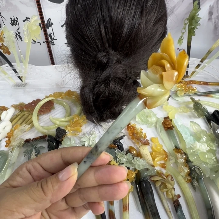 蛇纹石玉未镶嵌发饰