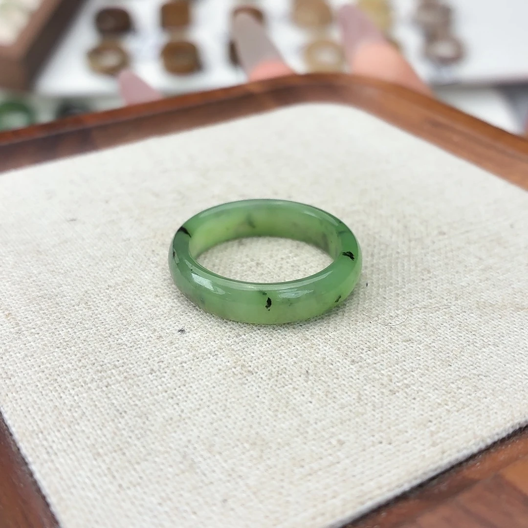 和田玉未镶嵌戒指c57乌兰海圆条19.6不退换