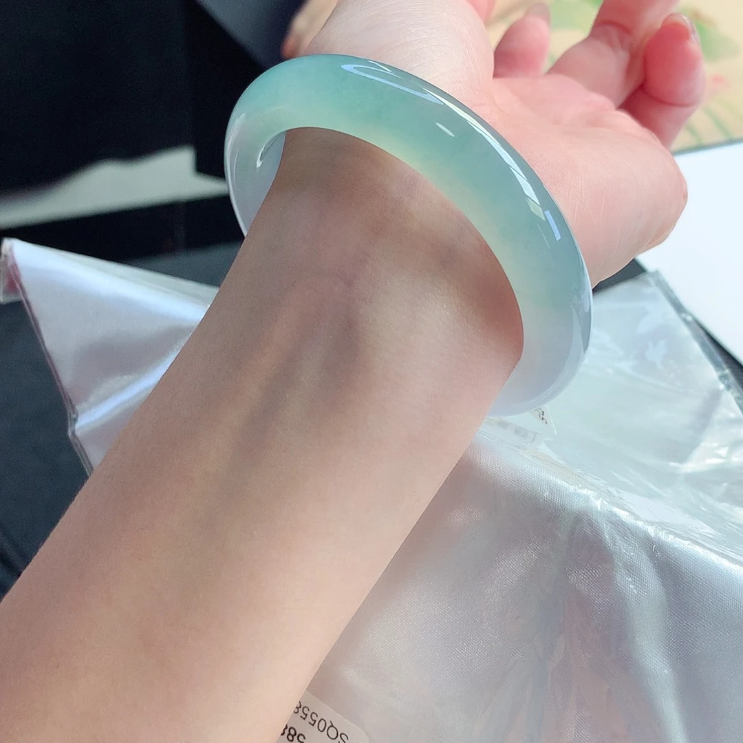 未镶嵌手镯翡翠天然A货翡翠57/58冰蓝