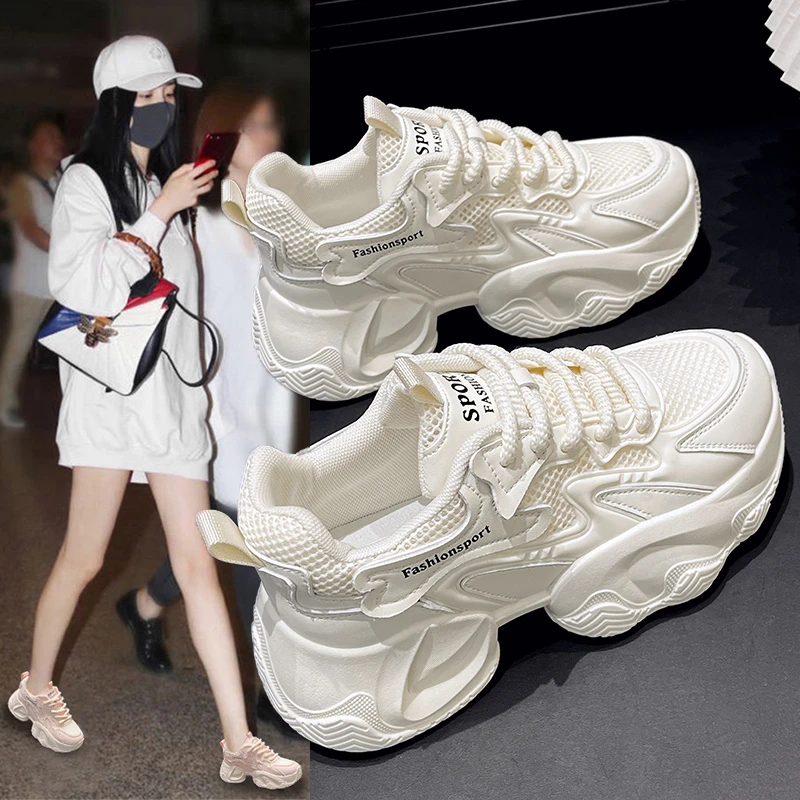 厚底老爹鞋女鞋子2025新款夏季百搭爆款网面透气休闲运动网鞋单鞋