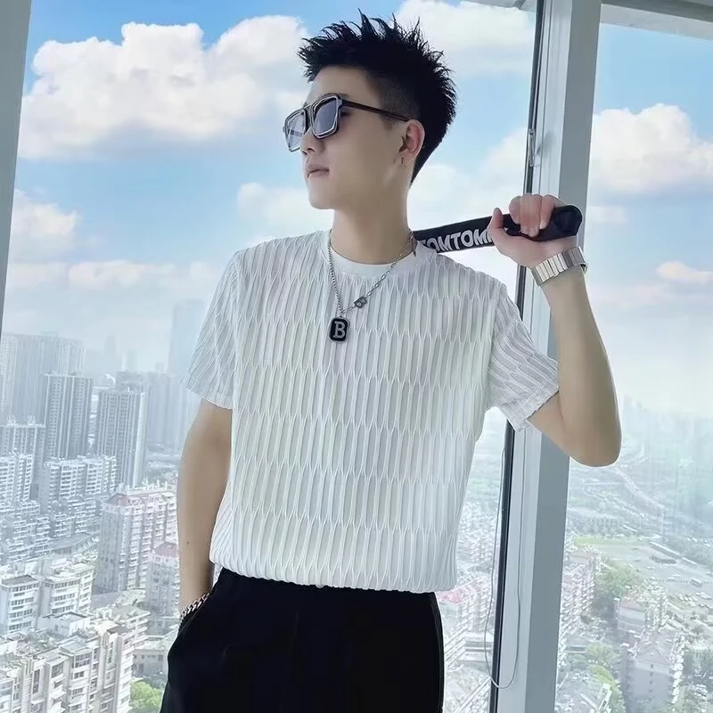 设计感T恤男ins潮牌短袖网红半袖潮流痞帅夏季男装简约新款半截袖