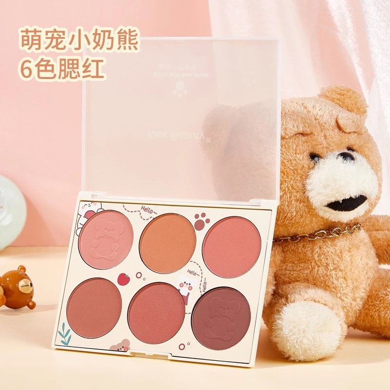 Kiss Beauty六色腮红裸妆自然脏橘色梅子干枯玫瑰多色组合盘正品