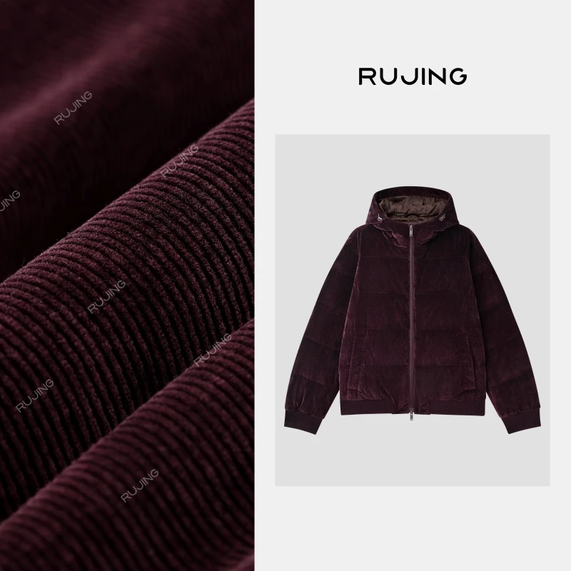 RUJING 丨黑标【丝绒连帽】岛国進口90%白鹅绒羽绒服-2512YRJM265