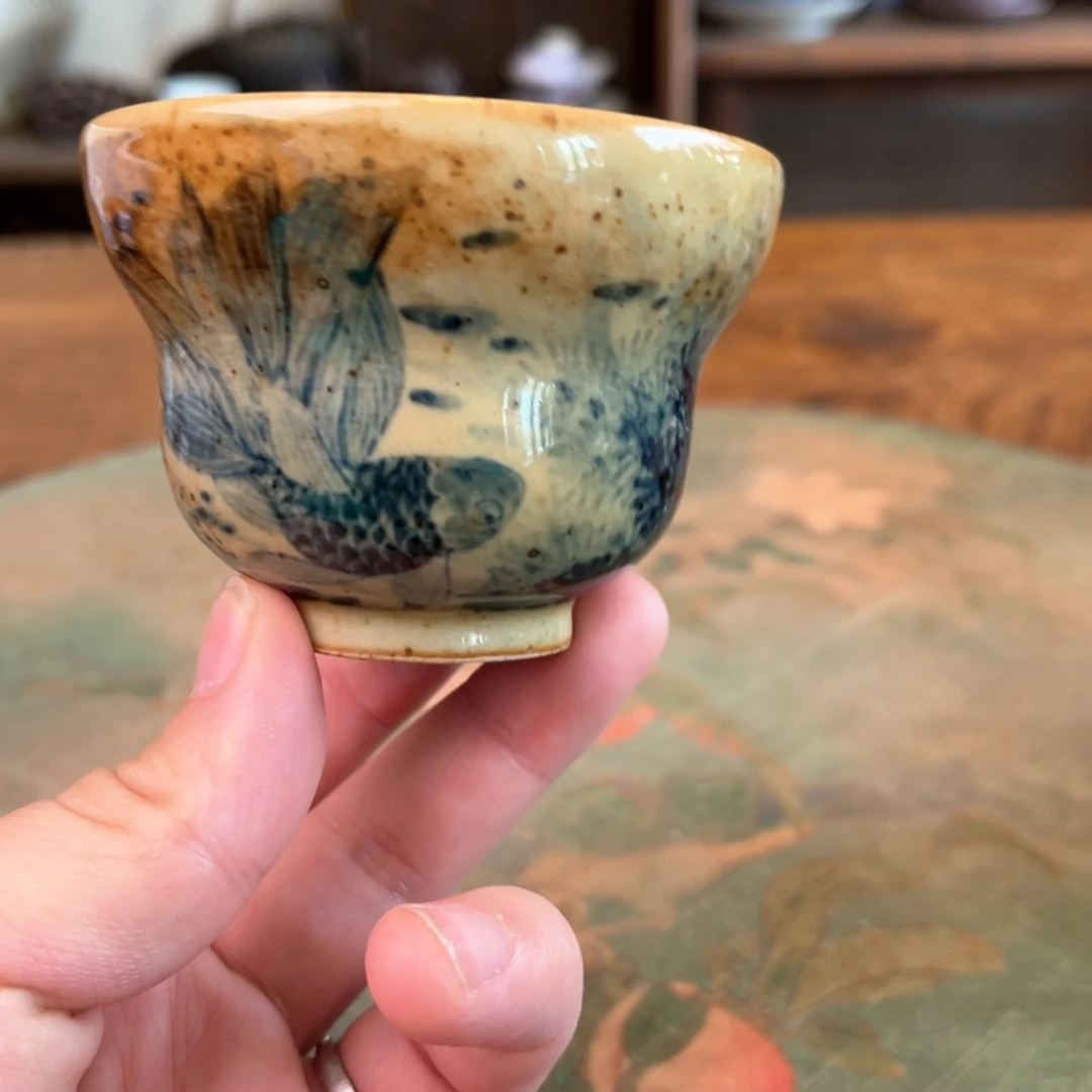 杯柴烧手工手绘陶瓷