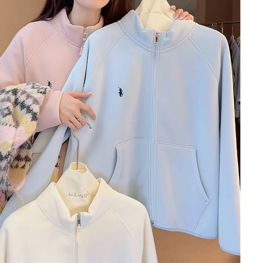 2025秋冬新款气质加绒保暖开衫连帽卫衣女韩版时尚洋气百搭上衣潮
