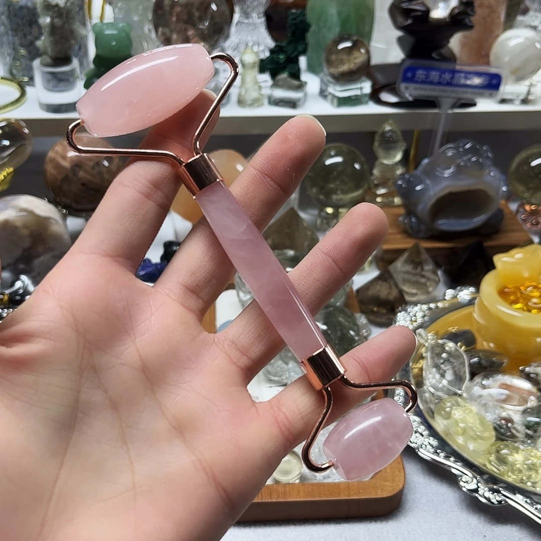 珠宝半成品未镶嵌水晶粉水晶滚轮