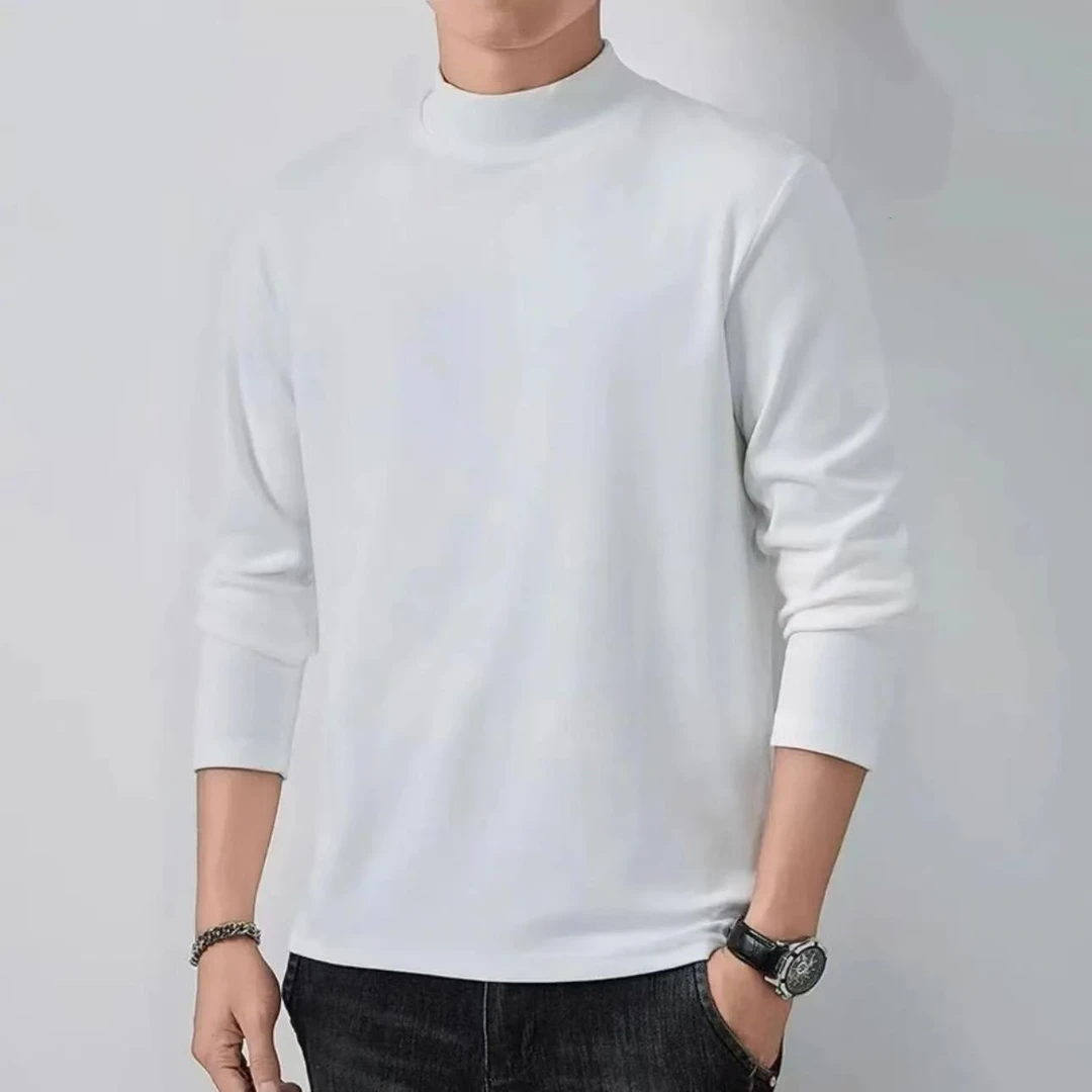 8949-男士莫代尔半领（加热）（白色）实用性打底保暖