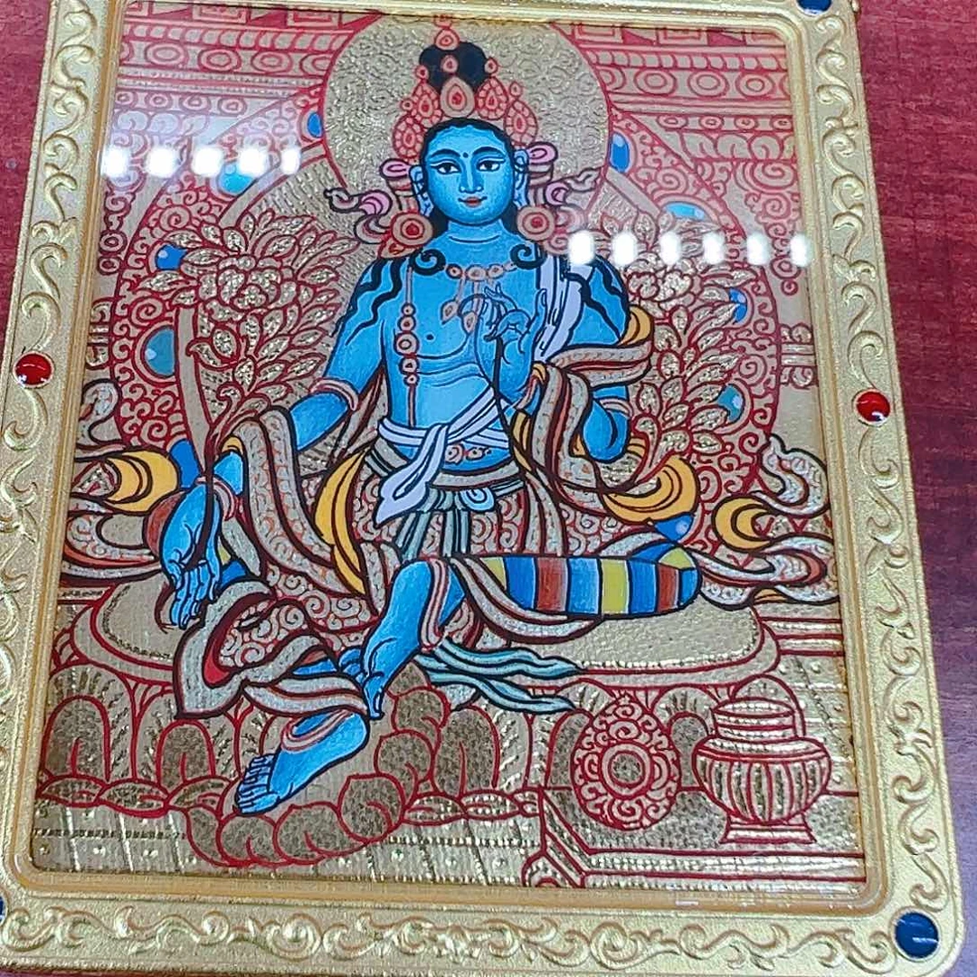 吊坠热贡手绘绿度母唐卡