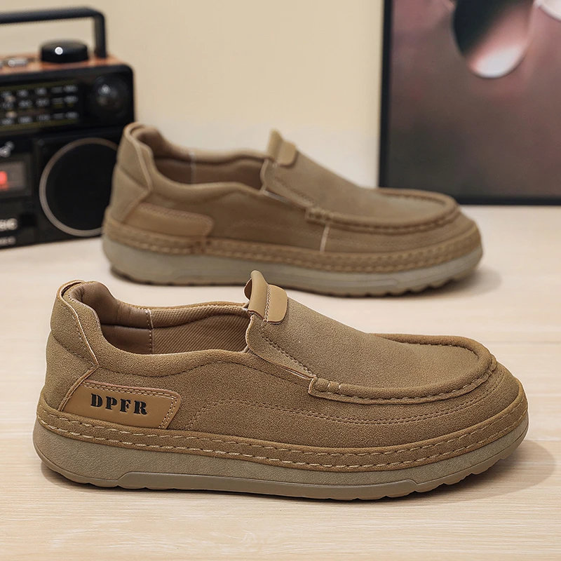 新款宽头耐磨舒适一脚蹬勃肯潮鞋老北京男鞋厚底懒人鞋驾车渔夫鞋