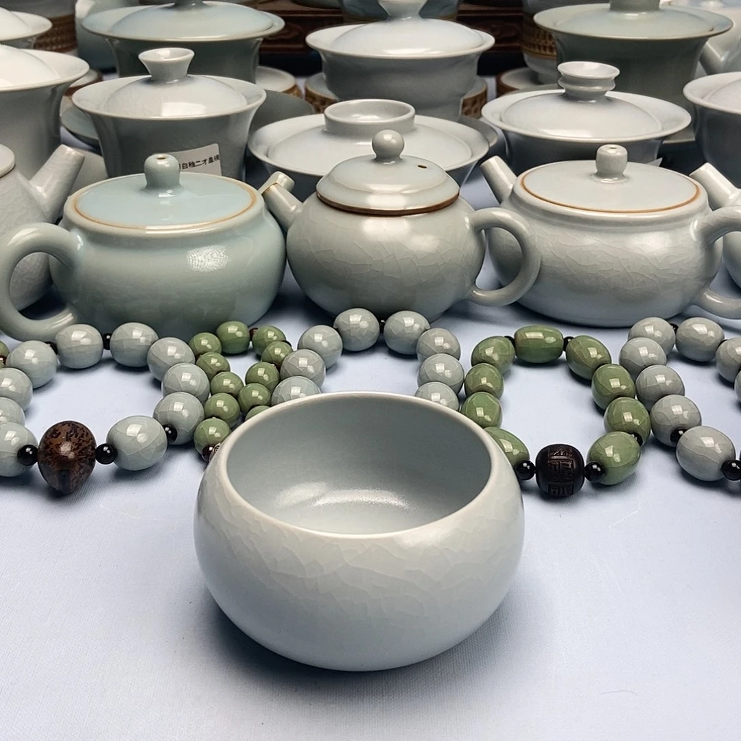 杯仿古月白釉禅定杯原矿原釉原产地