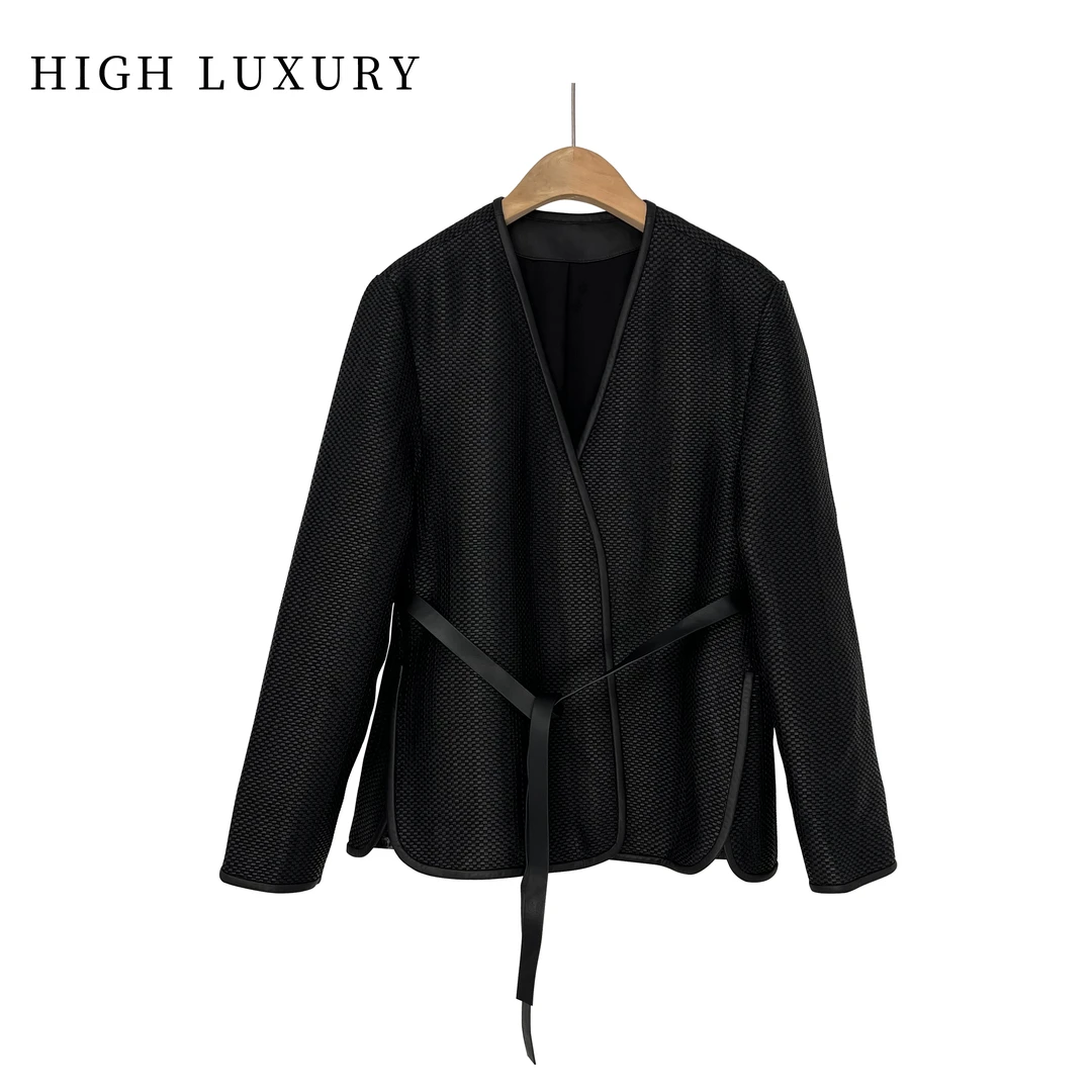 无腰带【B微编织】外贸单限定来袭酷飒女士皮衣（230841）