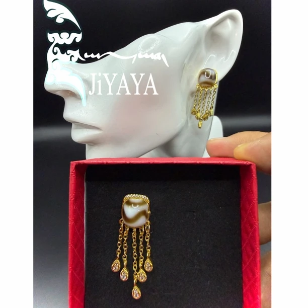 铜合金石英石耳饰 原创设计女耳钉