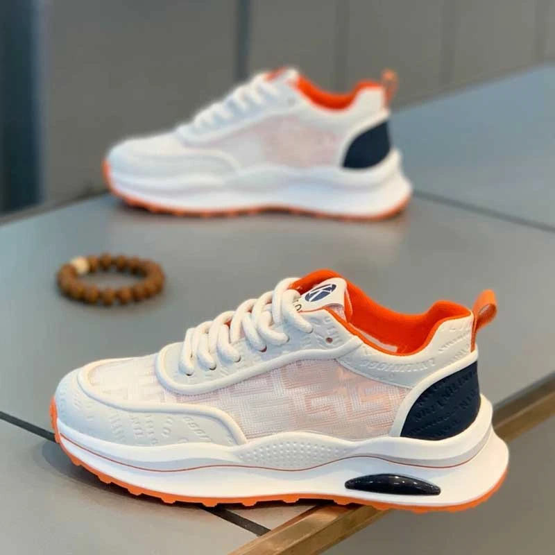 男鞋夏季2025新款潮流百搭厚底小白鞋透气防臭软底时尚休闲运动鞋