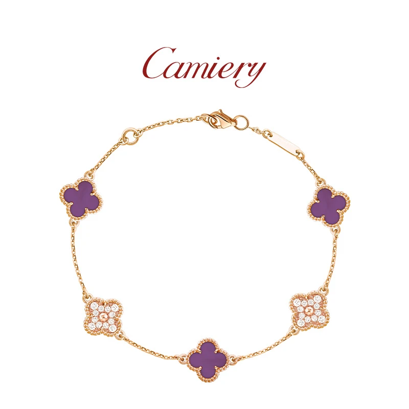 CAMIERY 迷你五花拼钻手链紫色精致百搭时尚