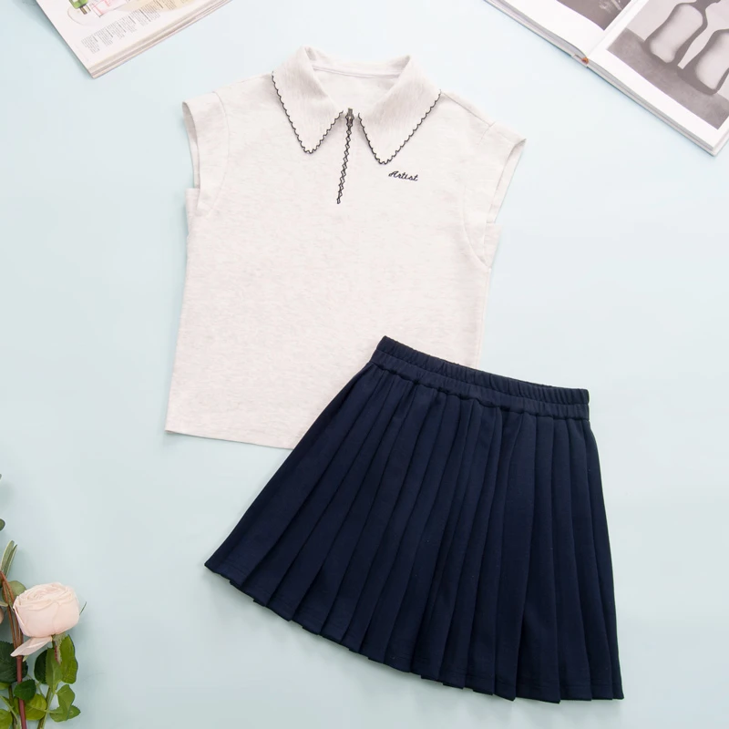 2120女童夏装套装2025新款爆款中大童洋气时髦女孩学院风两件套