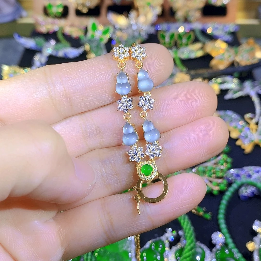 吊坠(不含链)银S925镶嵌翡翠