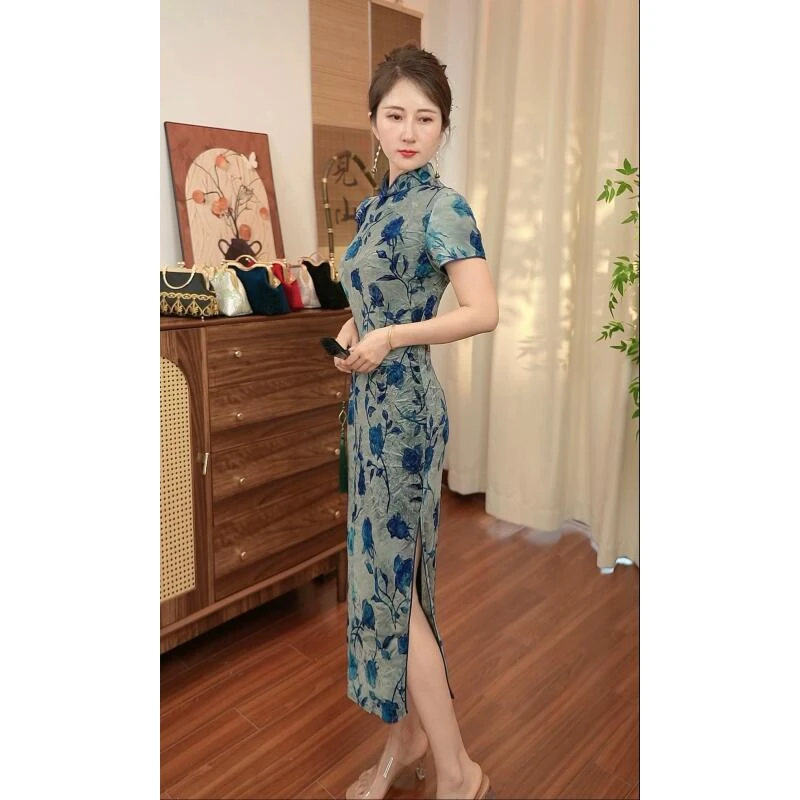 A102791,夏季新款新中式国风修身显瘦气质日常旗袍裙