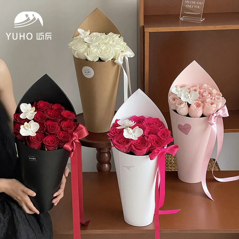 屿后 【七夕】冰淇淋成品礼盒鲜花花束插花甜筒成品礼盒花店资材