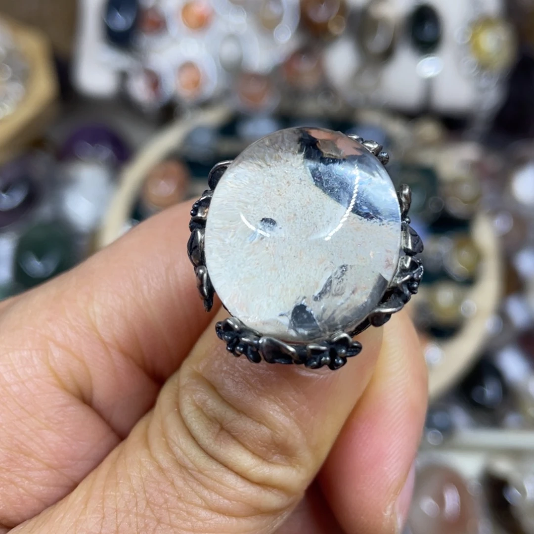 【闪购商品】银S925镶嵌珠宝半成品水晶戒指