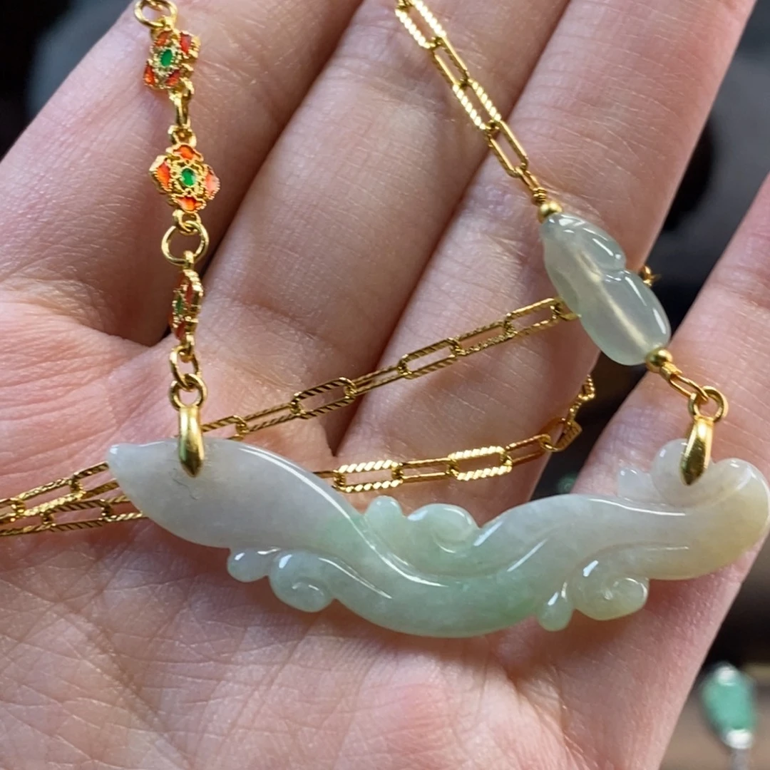 翡翠银S925镶嵌颈饰13156