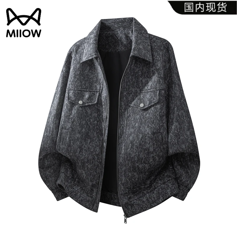 猫人底特律夹克美式复古条纹防风外套宽松休闲几何收口袖免烫上衣