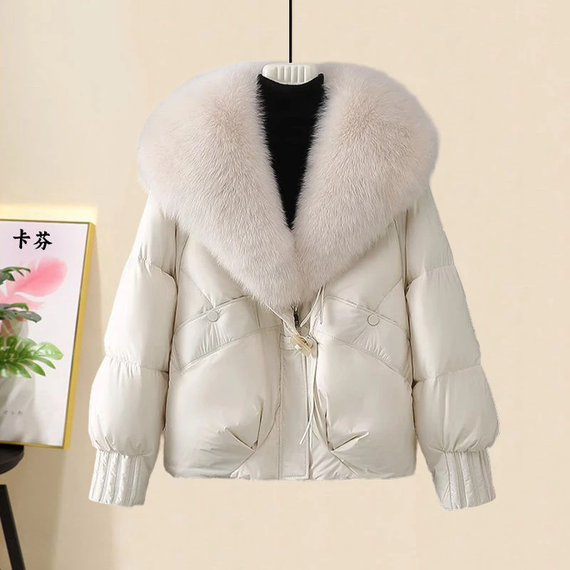 2025冬季新款大码棉服女高级感超好看保暖加厚大毛领宽松面包外套