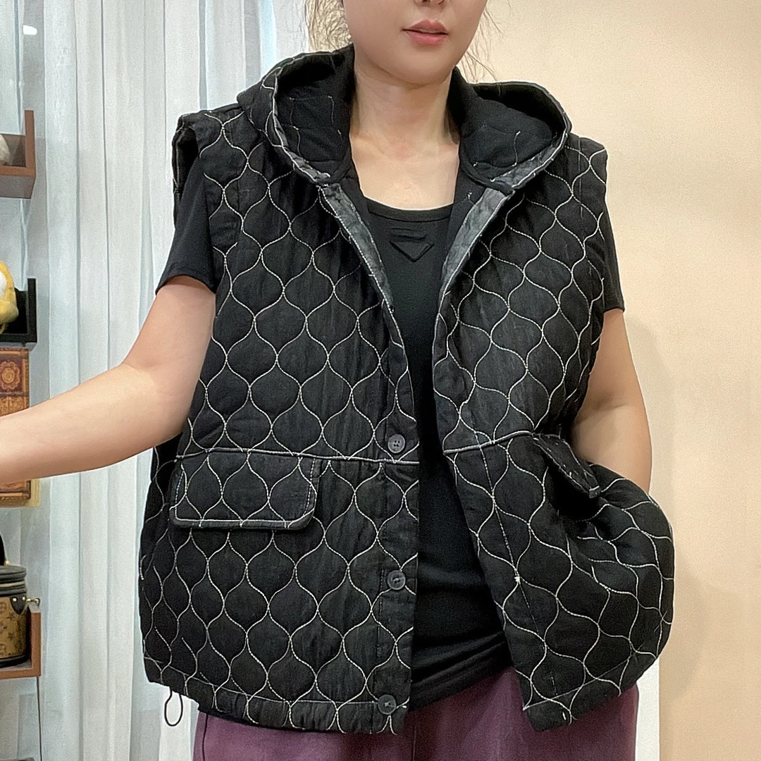 959欧货爆款明线绗棉大版棉马甲
