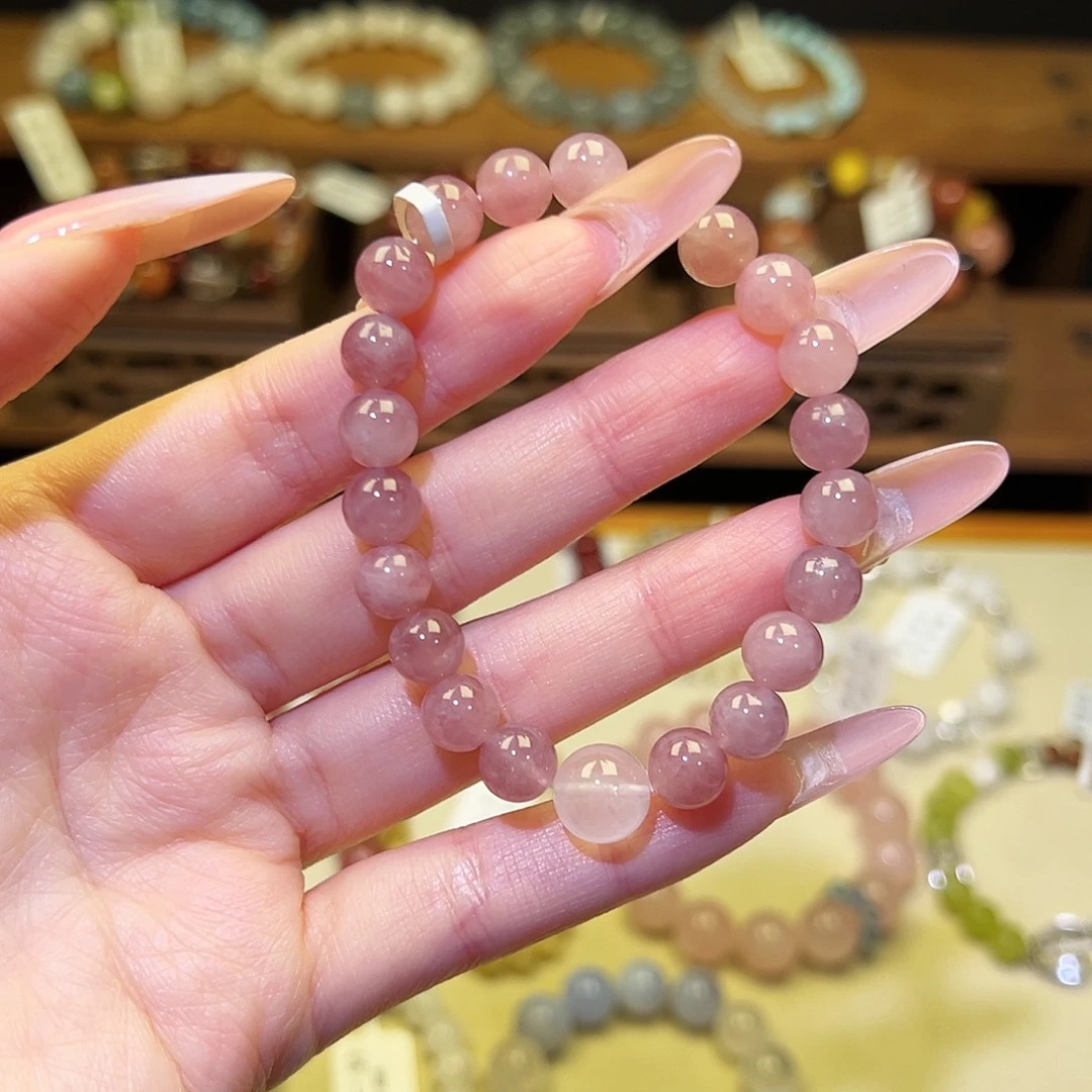 手链水晶银S925镶嵌粉9405