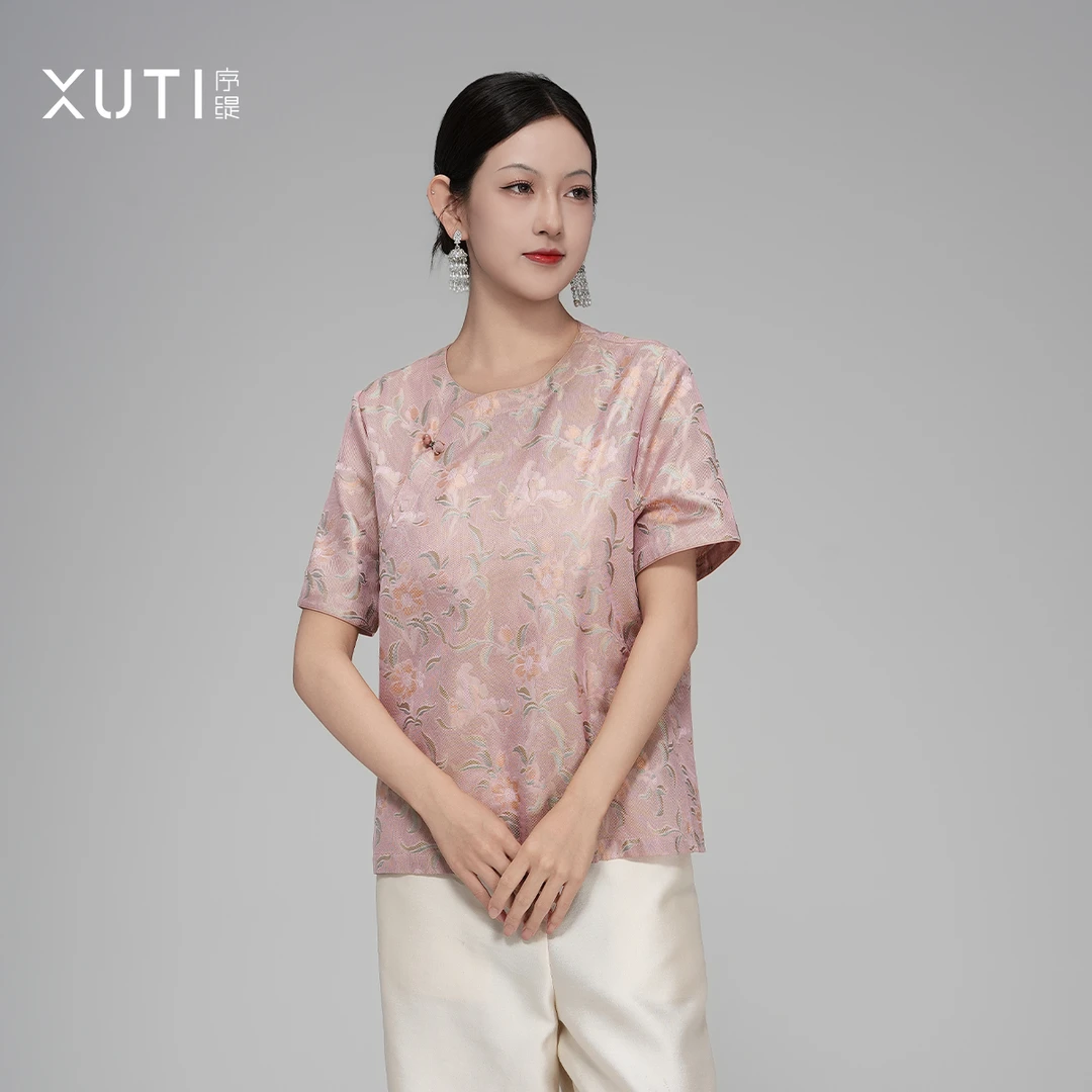 序缇『夕岚』夏季新款新中式女装周家明锦罗桑蚕丝上衣J37-16527