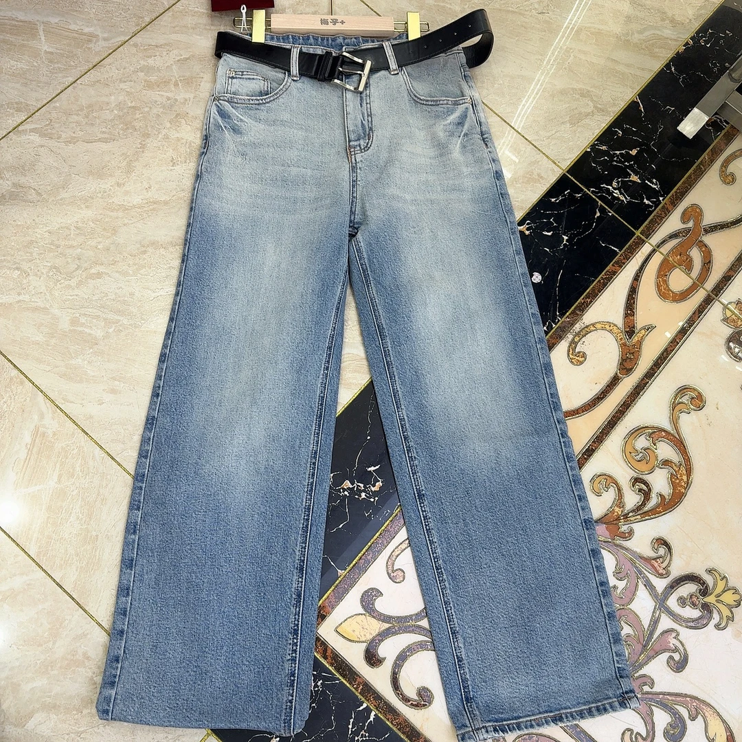 906高腰弹力牛仔裤女修身显瘦直筒长裤春季百搭拖地长裤