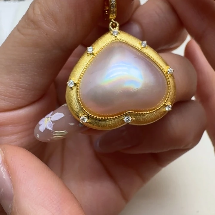 银S925镶嵌拼合珍珠（马贝珠）颈饰