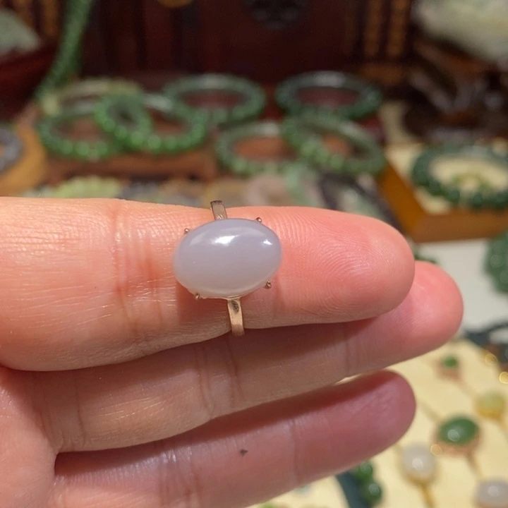 和田玉银S925镀金镶嵌戒指