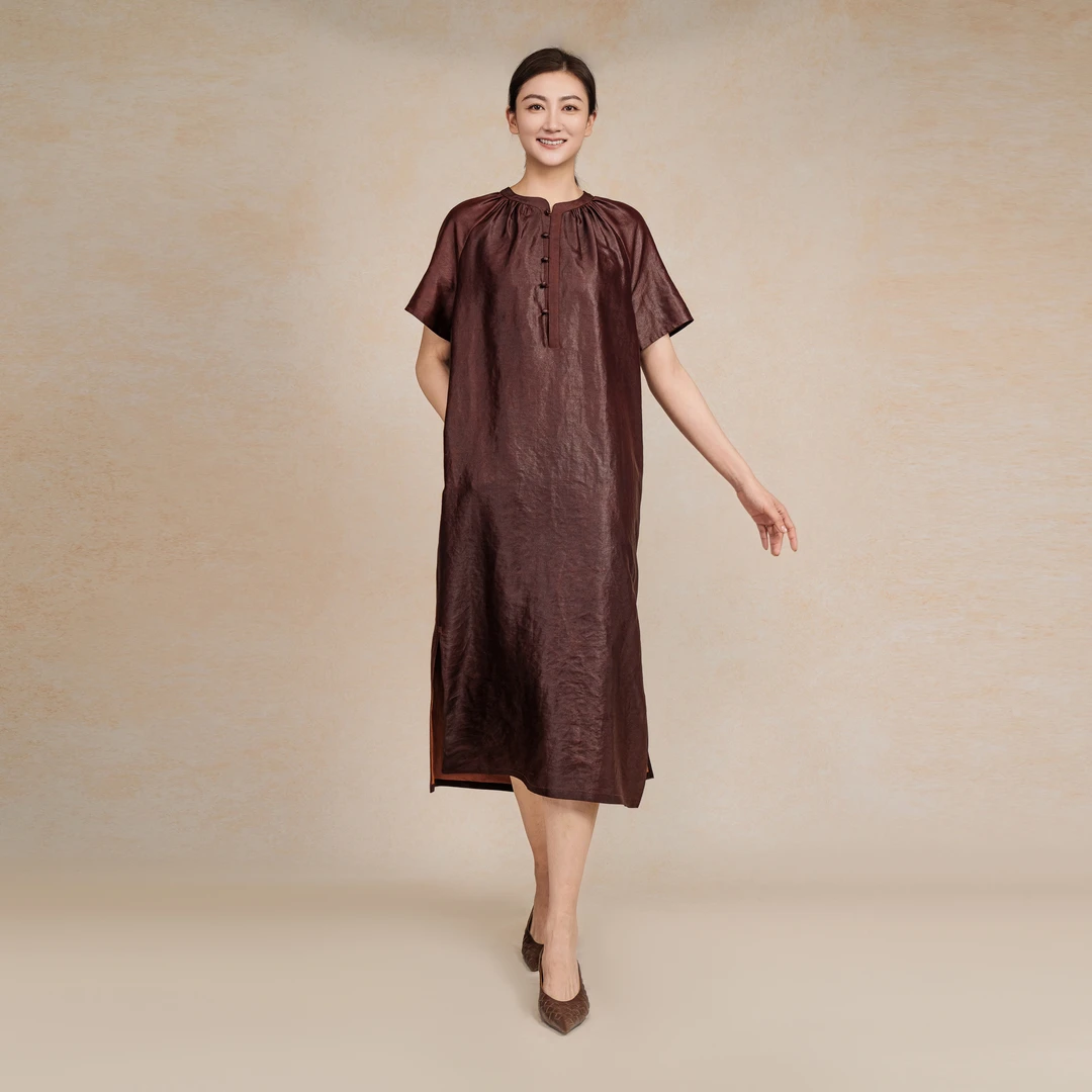 【栖香锦】红云纱 设计师款 新中式  连衣裙