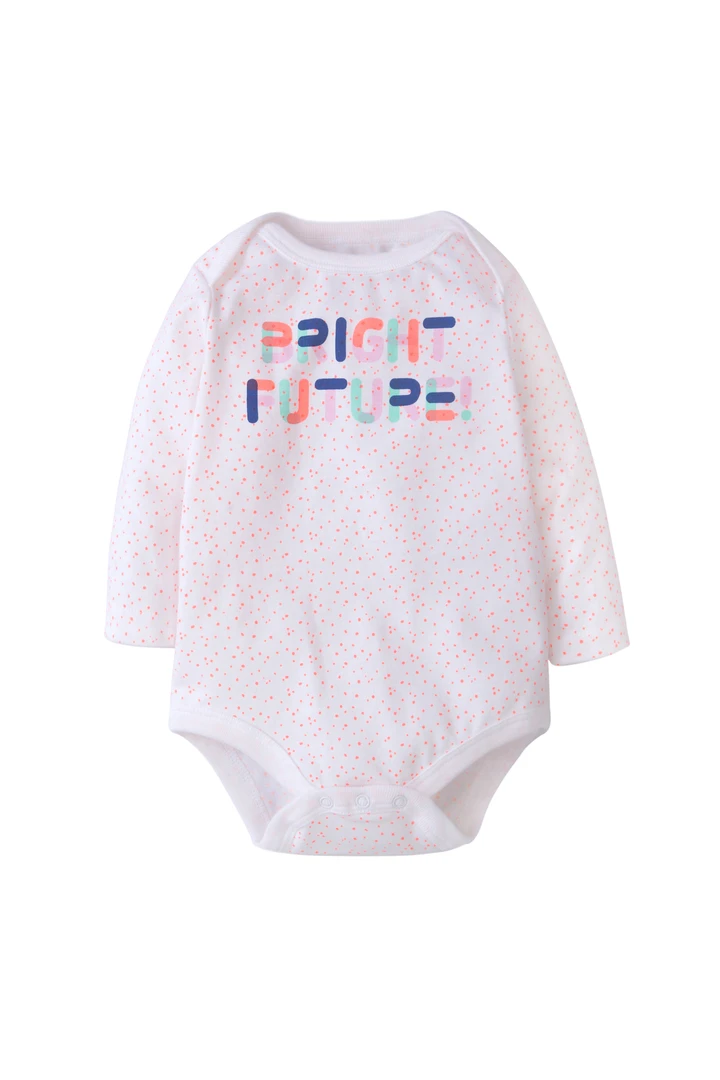 外贸法版新生儿长袖包屁衣秋季透气舒适女童双层汗布满印柔软版