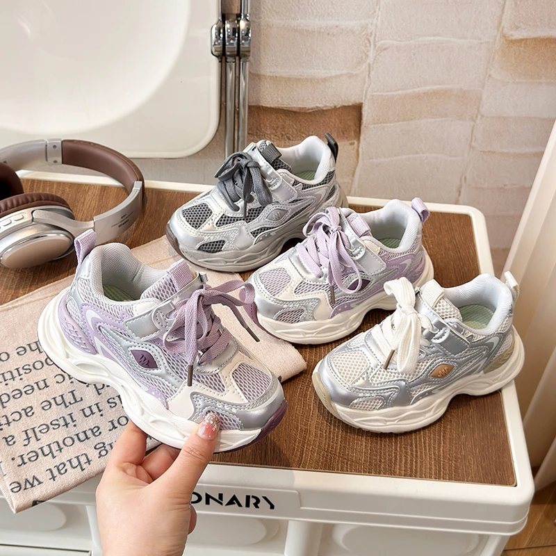 网面透气儿童运动鞋2025春季新款男童跑步鞋3软底女童休闲鞋防滑4