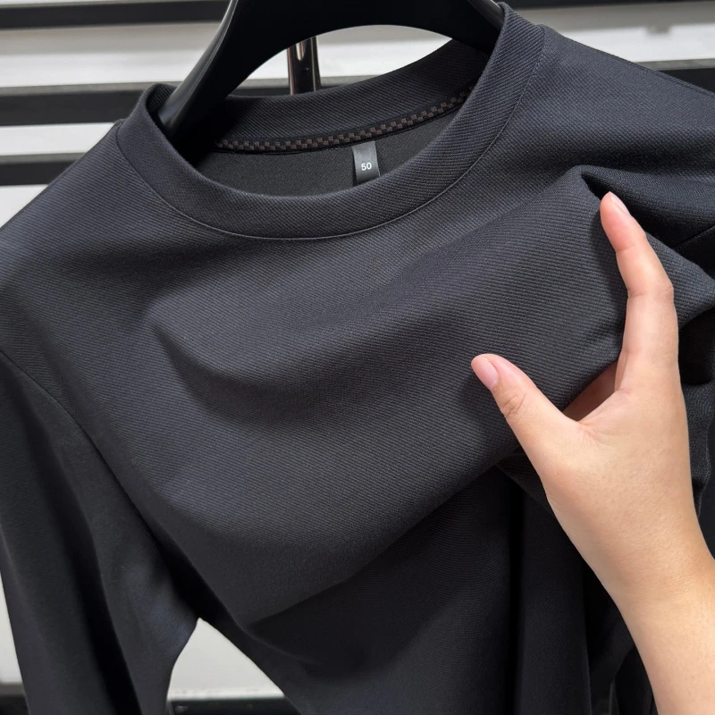 CATIA SELI2025秋季休闲圆领卫衣男士纯色百搭长袖内搭套头上衣