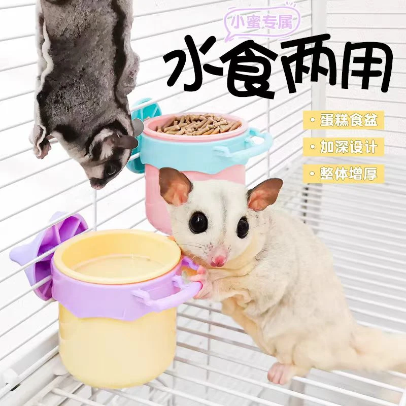 蜜袋鼯食盆固定悬挂防打翻花枝鼠松鼠鹦鹉食盆喂食碗专用饭碗喂水