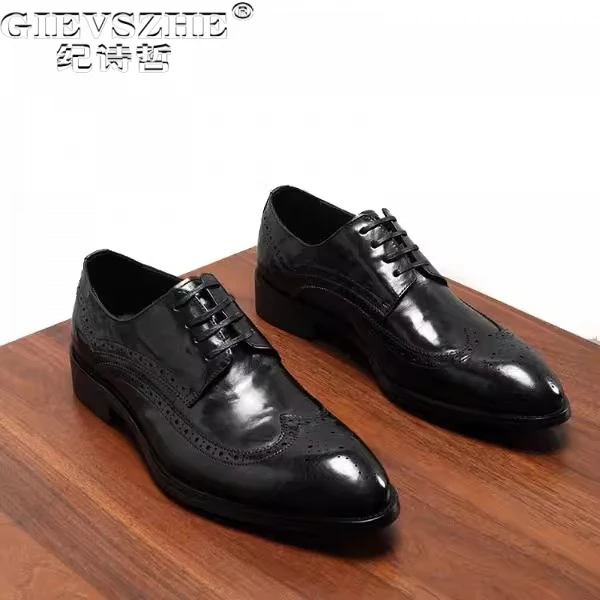 纪诗哲男鞋商务透气百搭休闲鞋子男款潮流轻奢结婚鞋舒适个性皮鞋