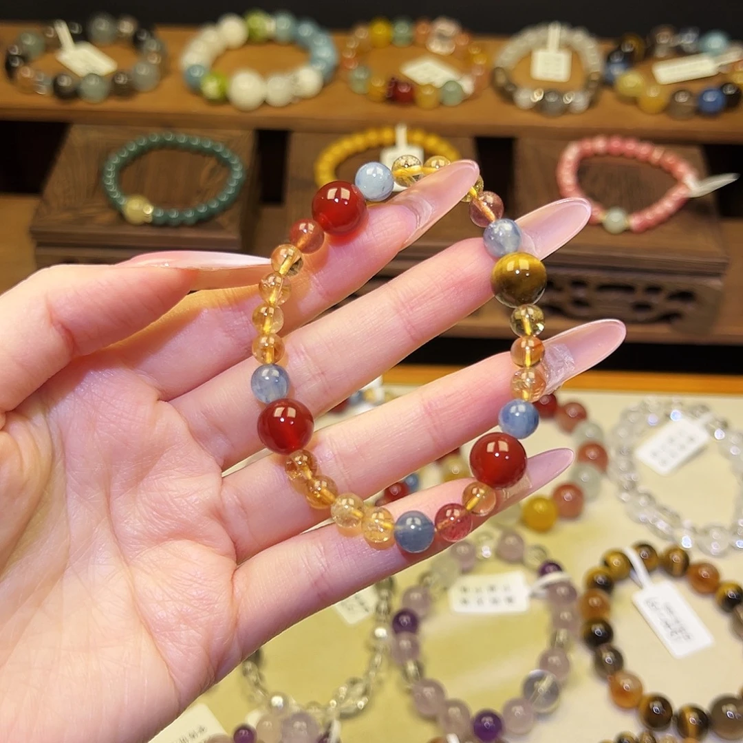 水晶银S925镀金镶嵌手串多宝1583