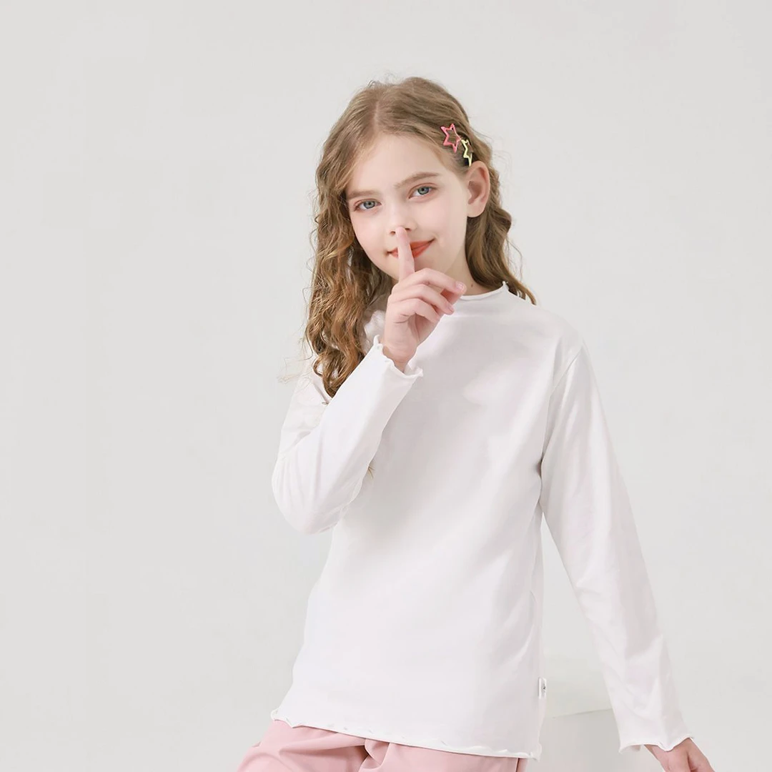 女童圆领莫代尔女长袖12-15岁女孩子内搭t恤打底衫春秋季纯色上衣