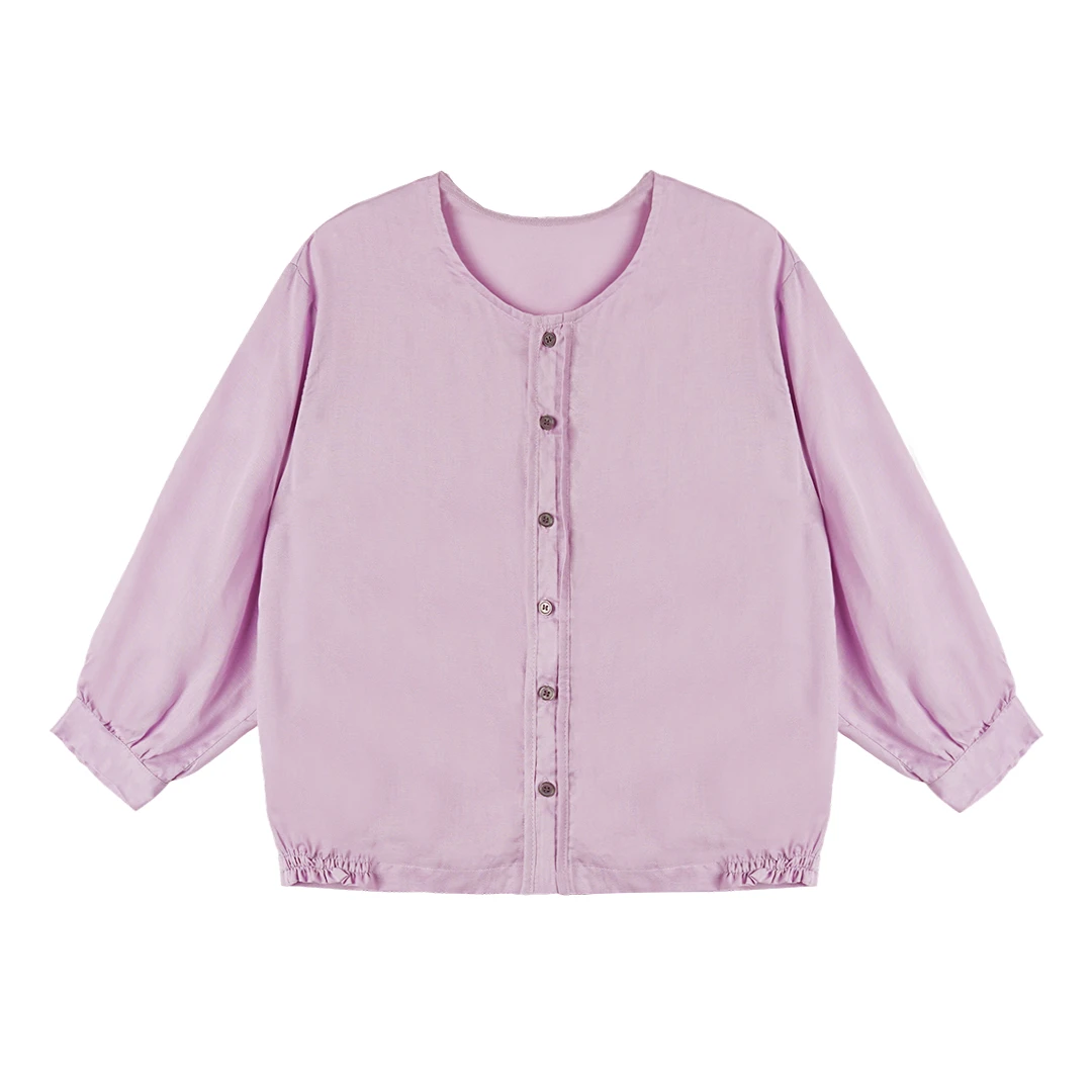 洋气休闲纯色衬衫简约时尚七分袖衬衣LK2503350