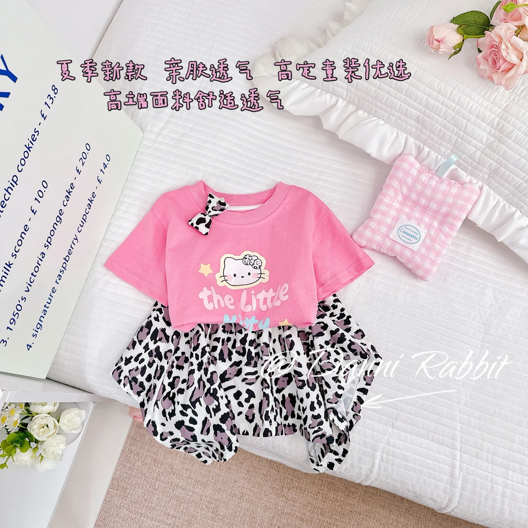 「Dannirabbit」【时尚达人】夏款KT猫短袖女童套装【G-6350】
