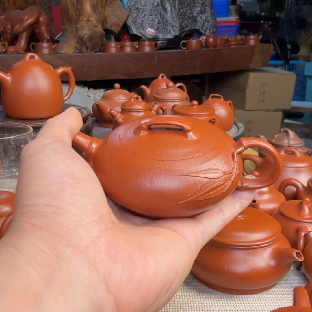 初***伍紫砂壶全手工制作扁竹