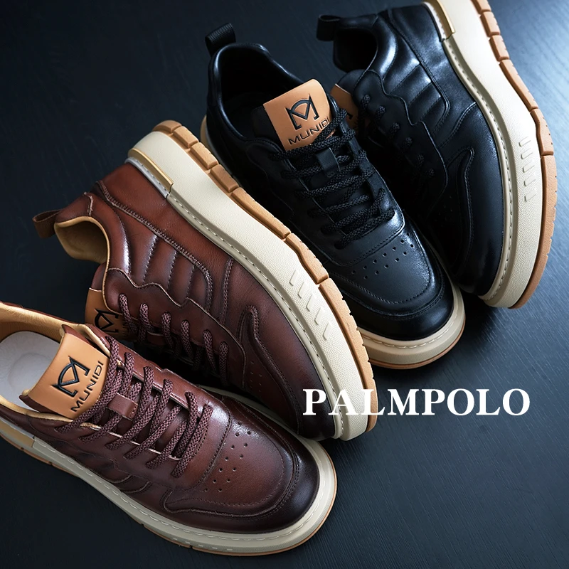 保罗骑士男鞋头层牛皮英伦运动休闲皮鞋舒适耐磨时尚百搭休闲鞋男