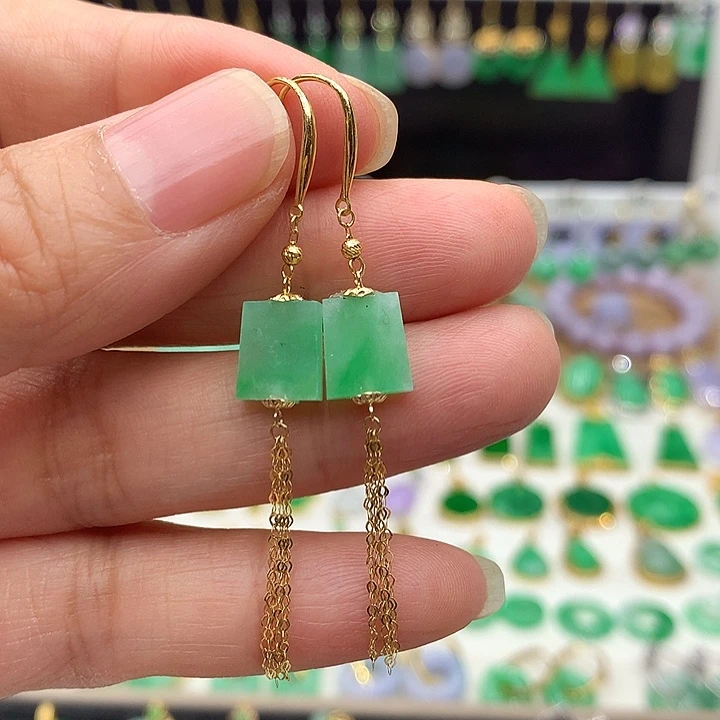 翡翠18K金镶嵌耳饰