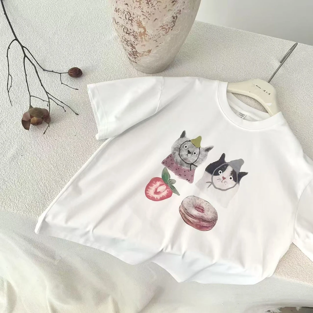 【猫猫头】夏季亲子百搭短袖T恤       UT25050